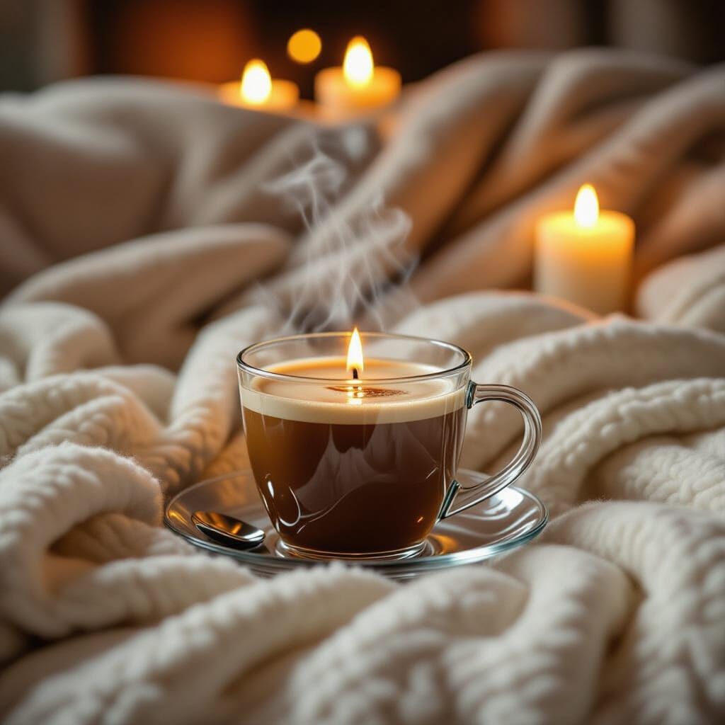 Cozy Cortada on a Plush Couch: Photorealistic Warmth