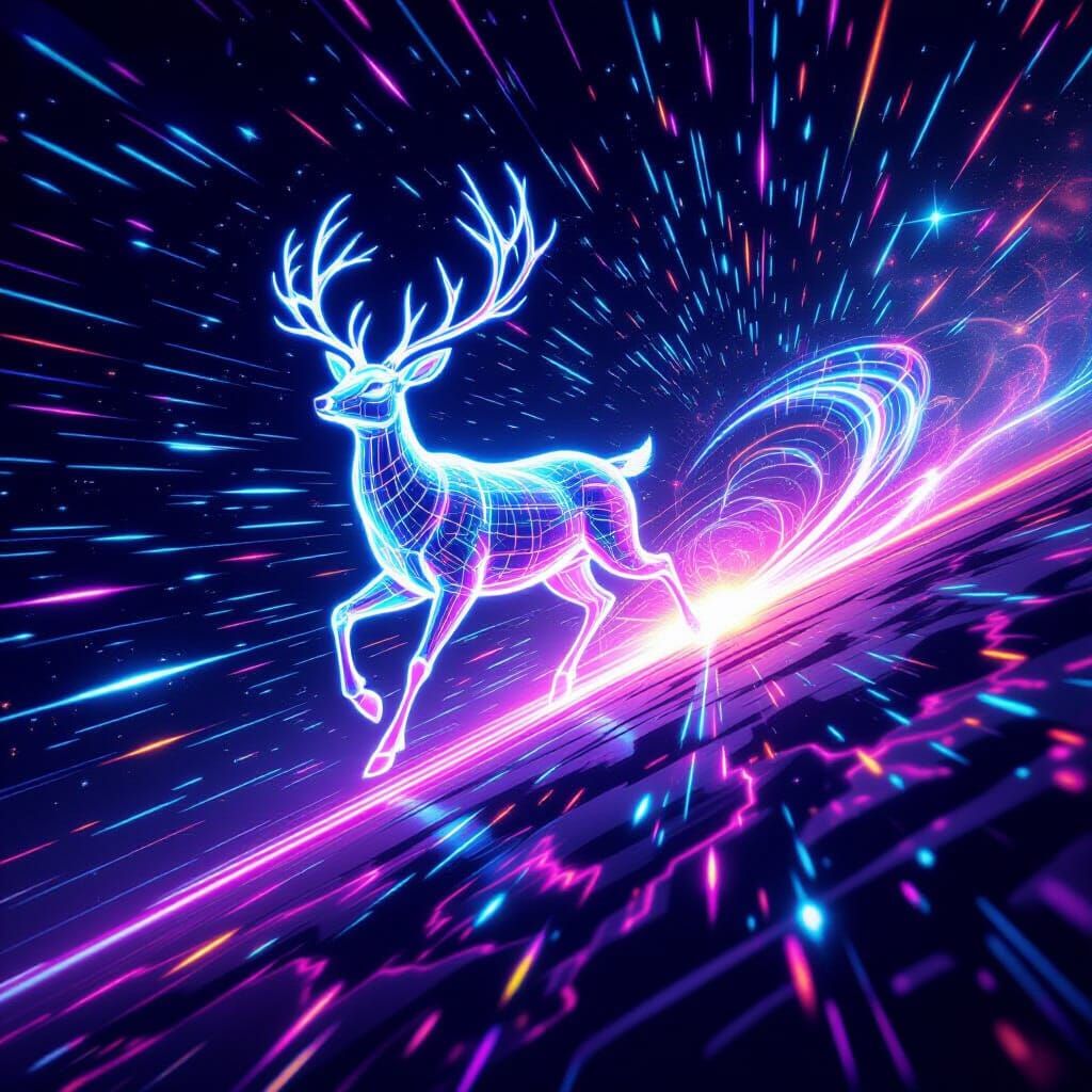 Cosmic Deer Made of Lasers in Deep Space