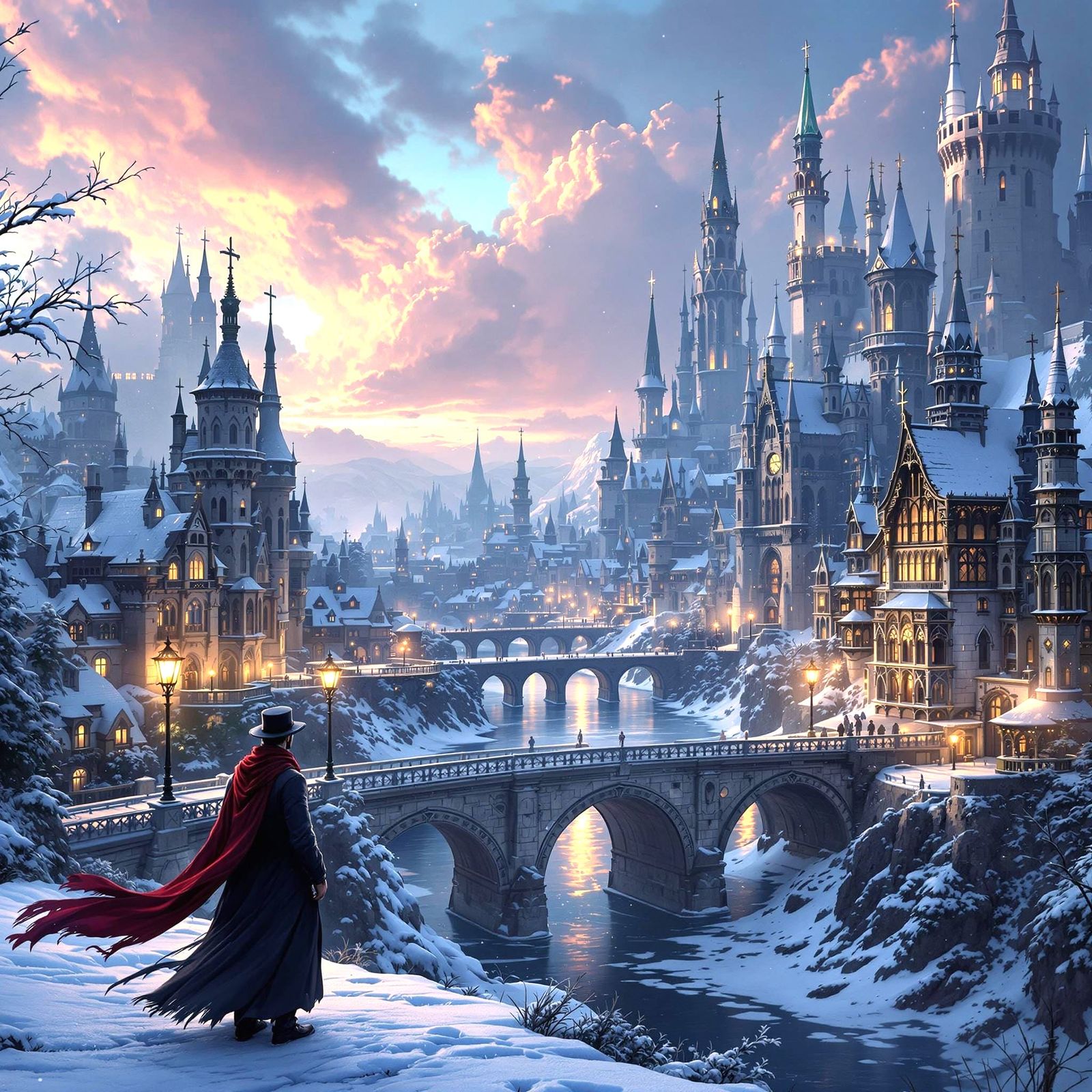 Gothic Fantasy Cityscape at Twilight