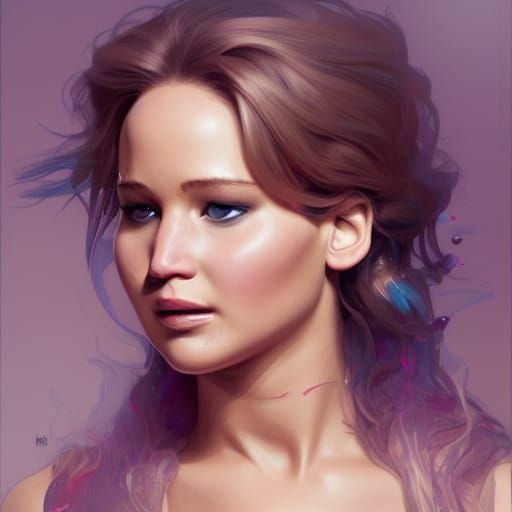 Jennifer Lawrence Portrait in Art Nouveau Style