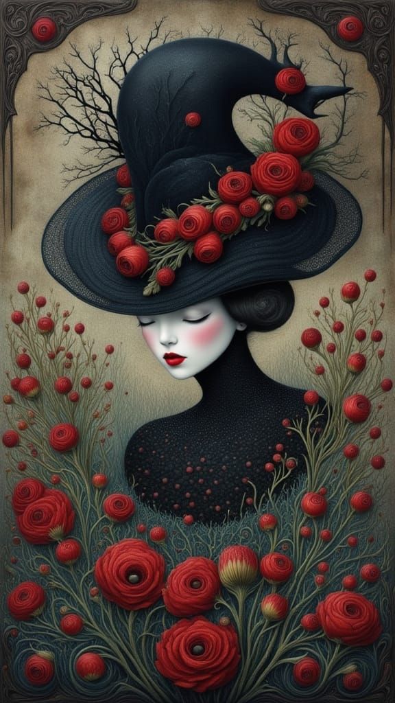 Mysterious Woman in Gothic Surreal Style