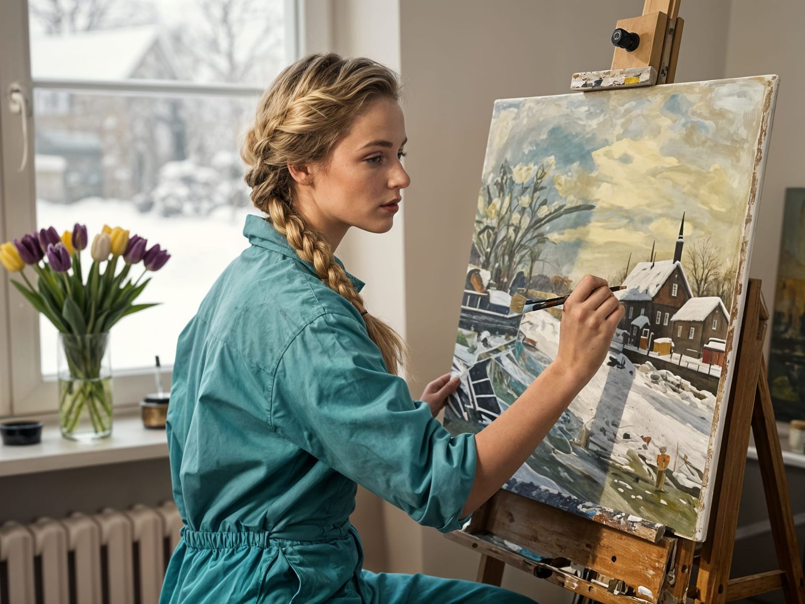 Artist Captures Snowy Dutch Landscape in Vermeer-Inspired St...