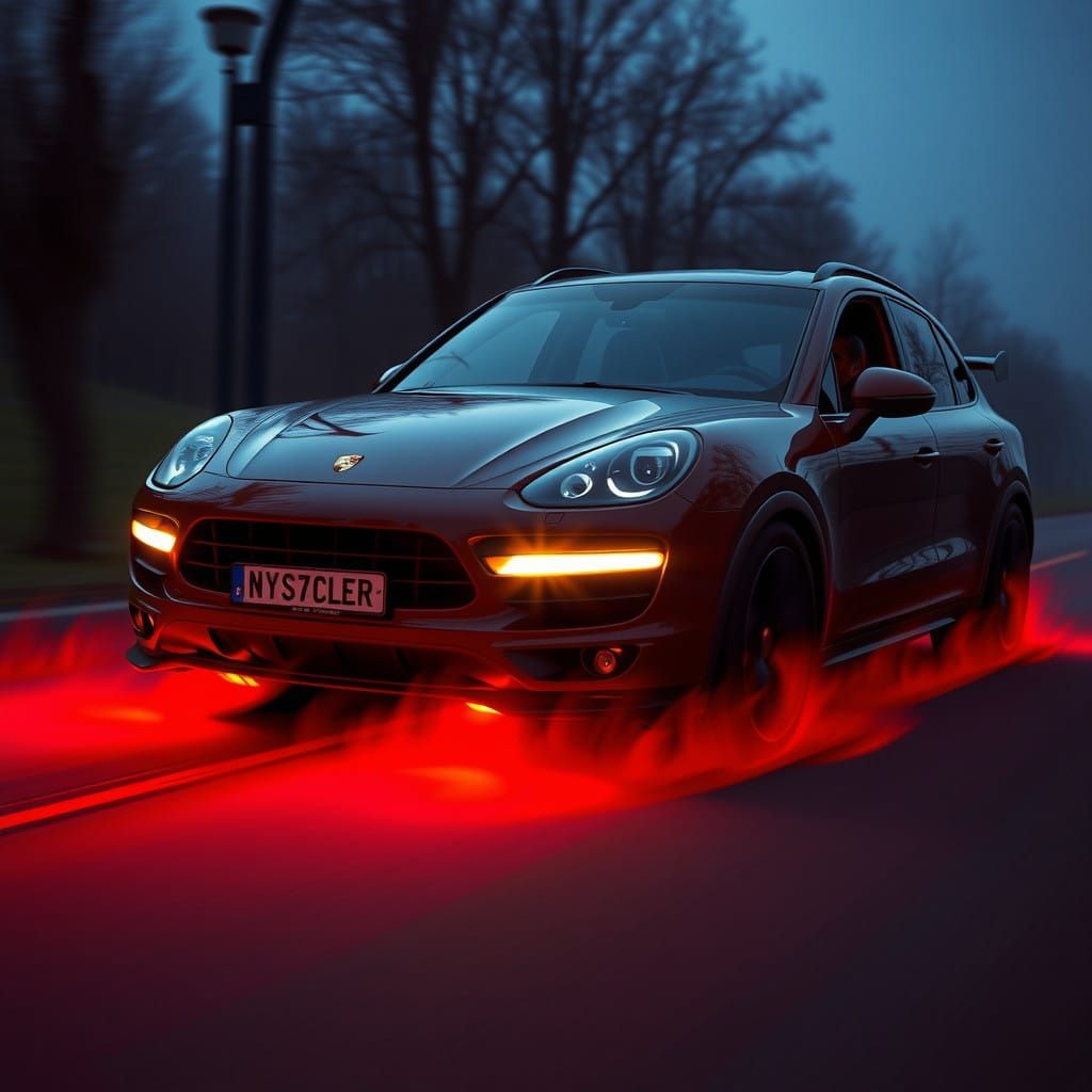 car porsche cayenne as sucking blood vampire, driver renfield from dracula