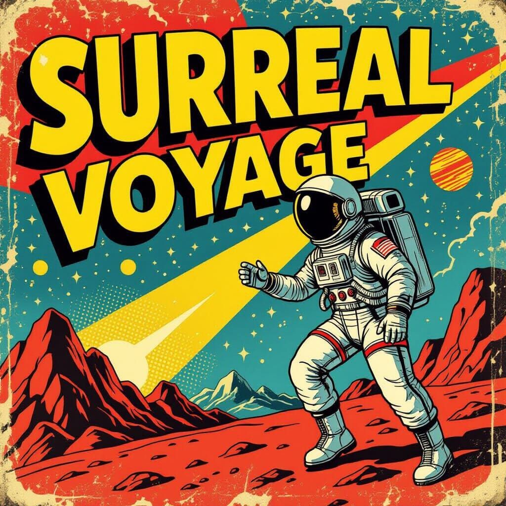 Vintage Sci-Fi Comic Cover: Astronaut's Cosmic Voyage