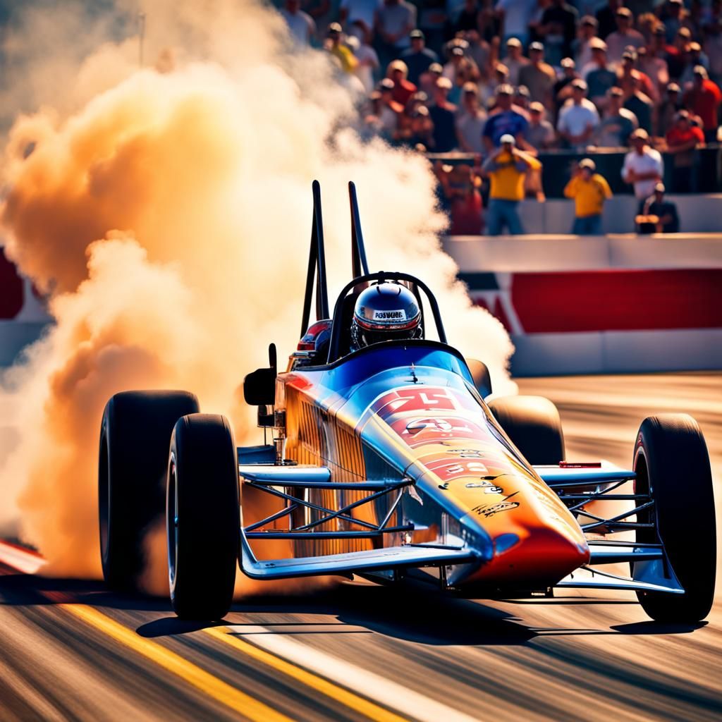 Hyperrealistic Drag Racing Car Burning Rubber