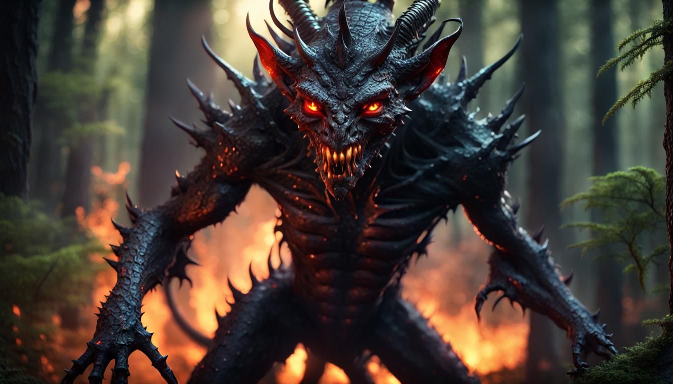 Demonic Kobold with Metallic Scales in Dark Fantasy Art