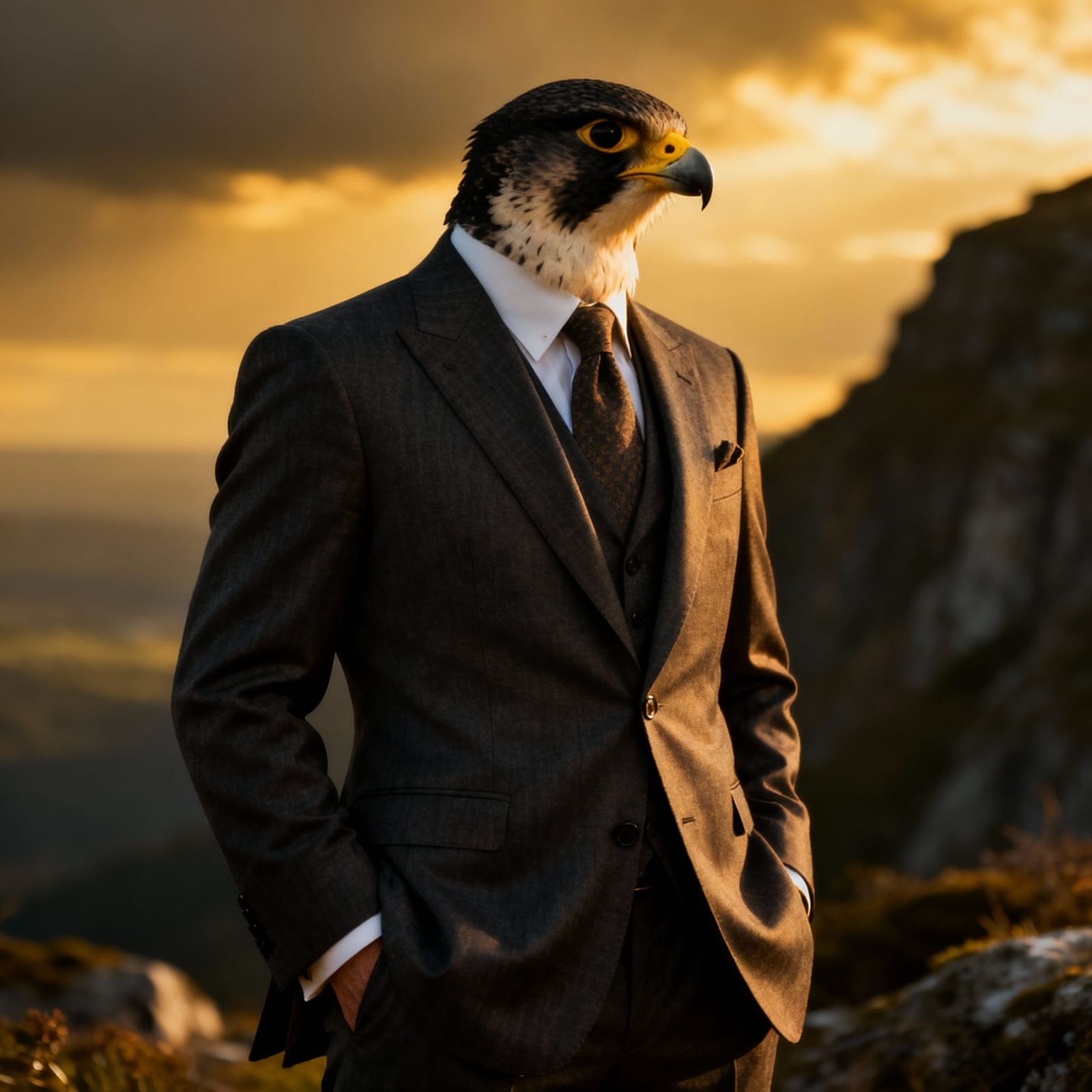 Peregrine Falcon Gentleman with Intricate Details