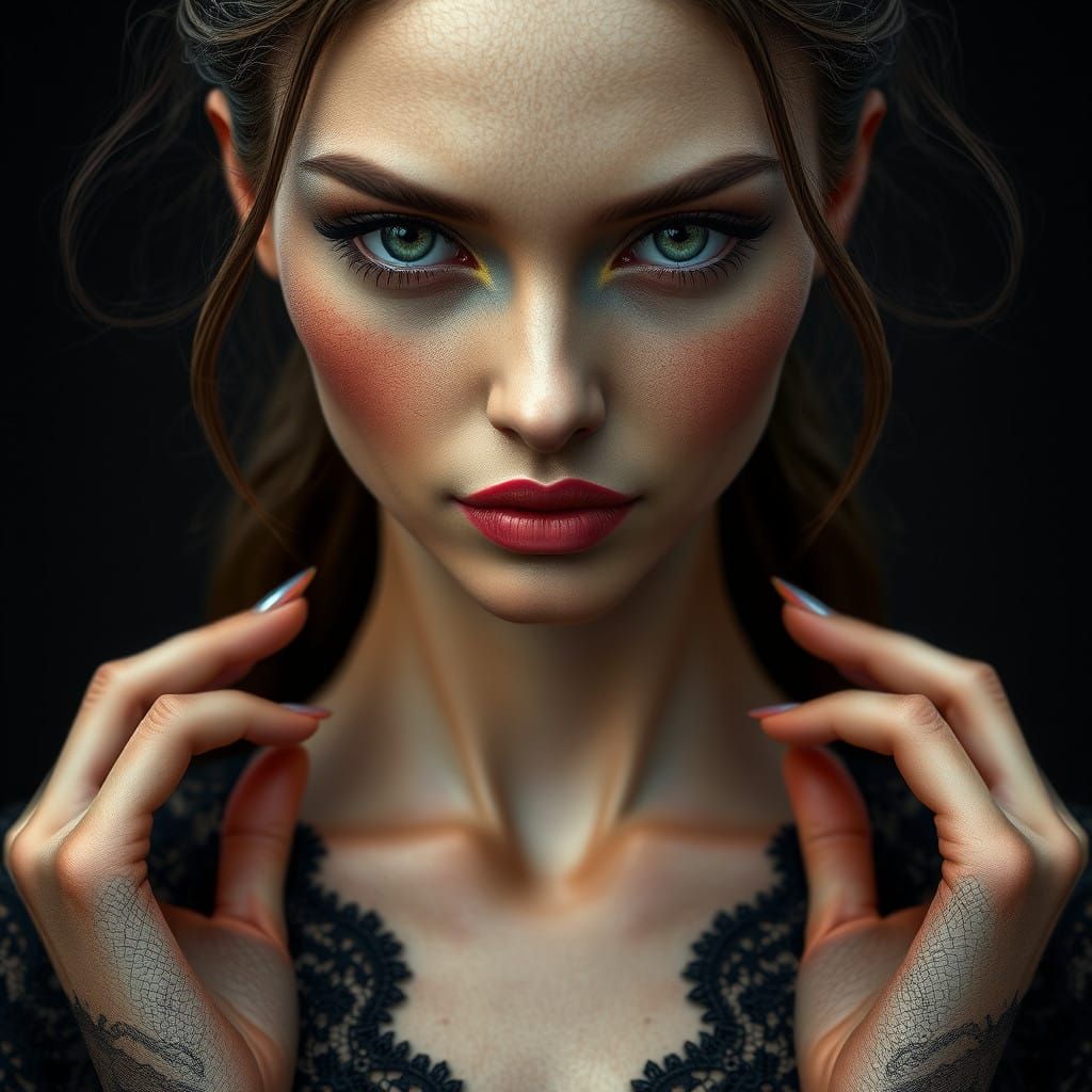 Woman wearing black lace