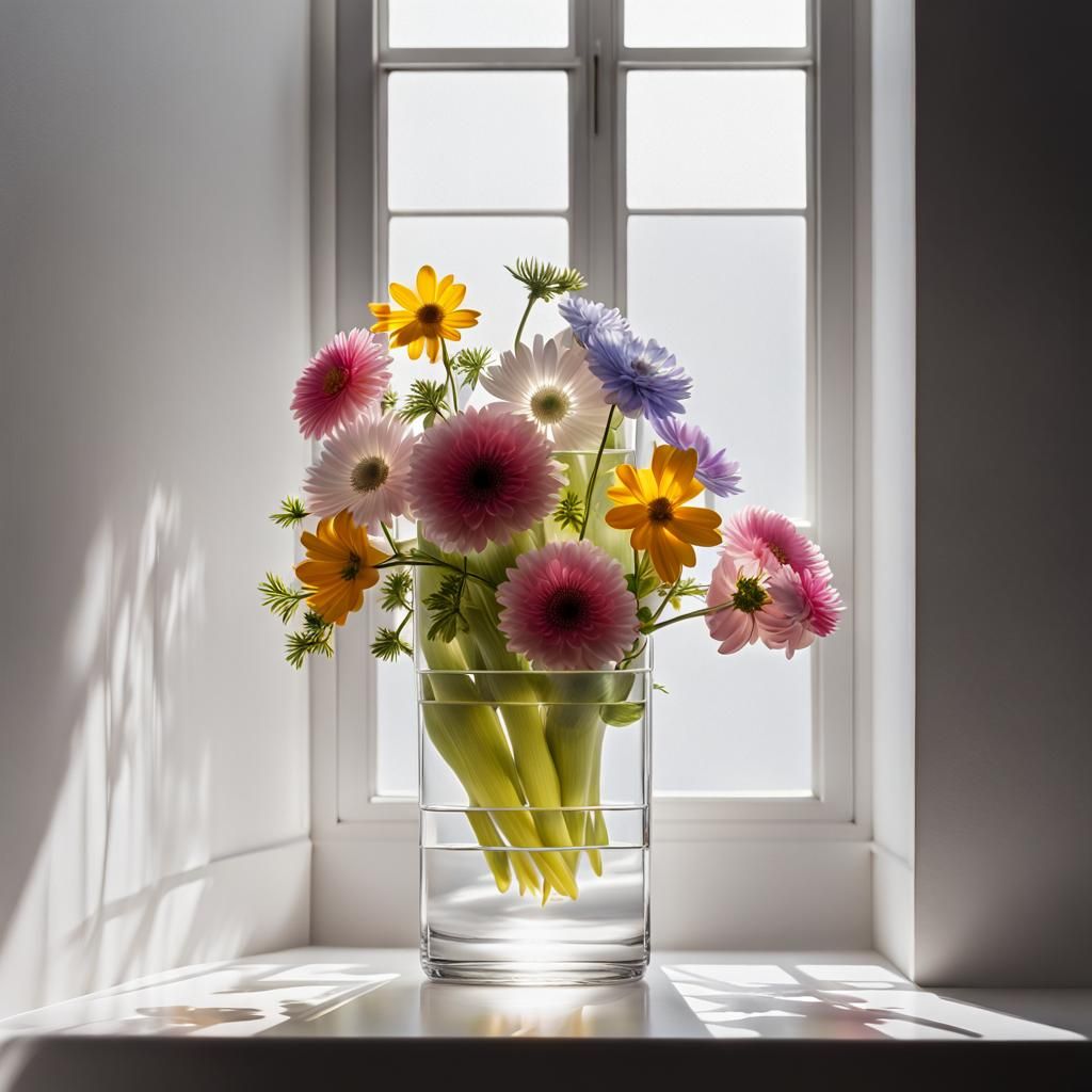 Still Life of Flowers in Aerogel Vase