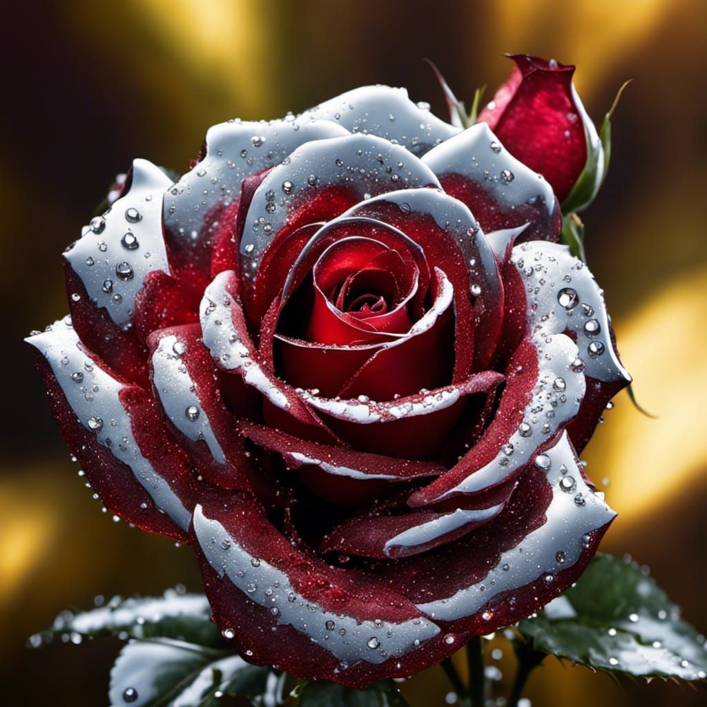 Sparkly Red Rose Macro in Digital Hyperrealism