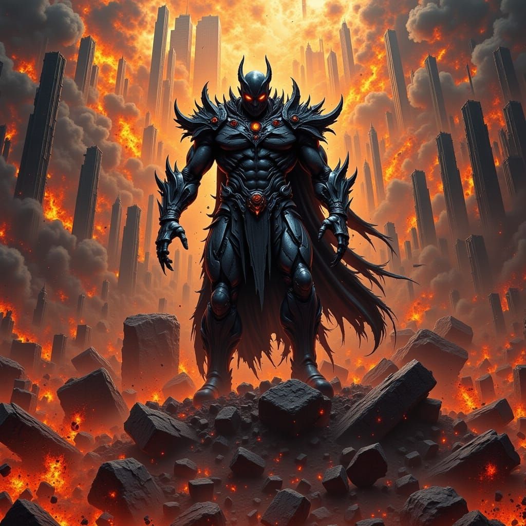 Warrior with Explosive Backdrop in Grunge Style