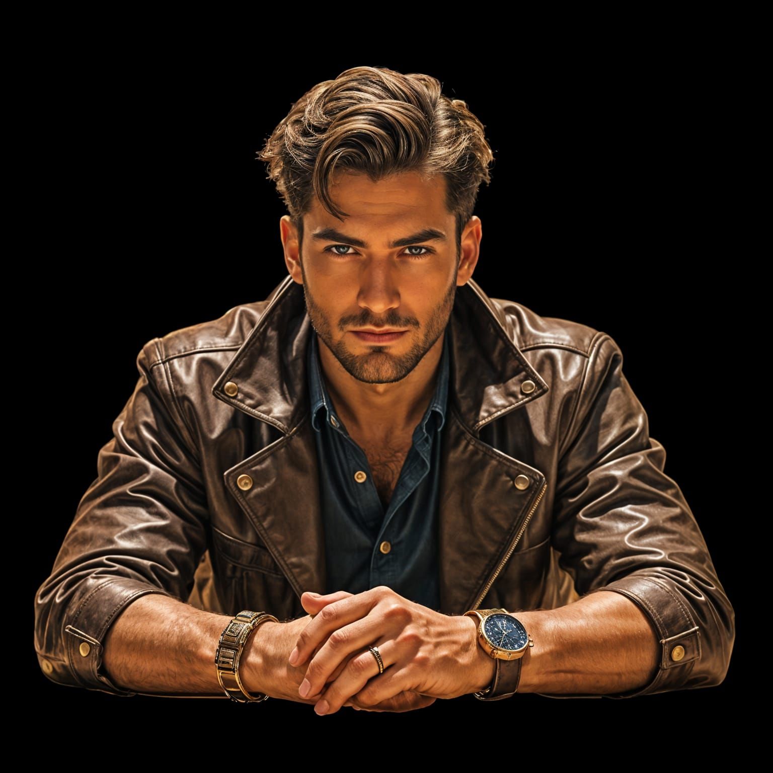 Luxury Men's Leather Bracelet on Soft Background