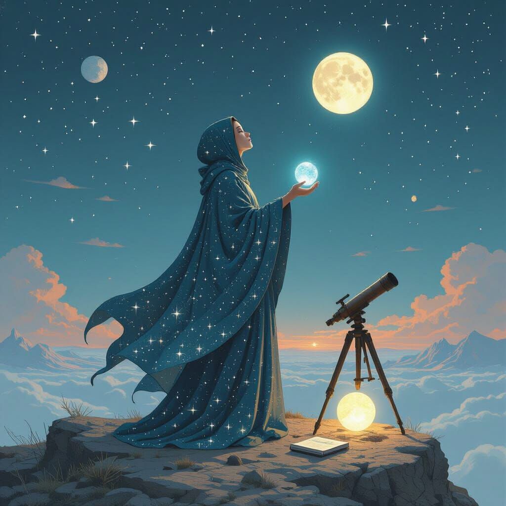 Cosmic Wanderer on Lunar Outcrop, Digital Art