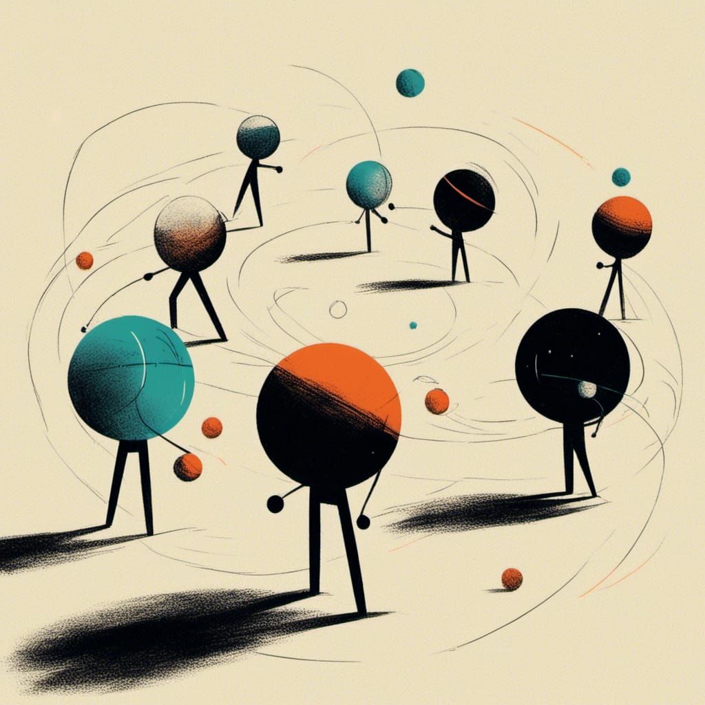 Astronauts Play Pétanque with Planets: Minimalist Art