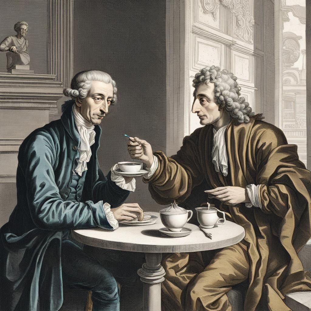 Student and Montesquieu Share Coffee