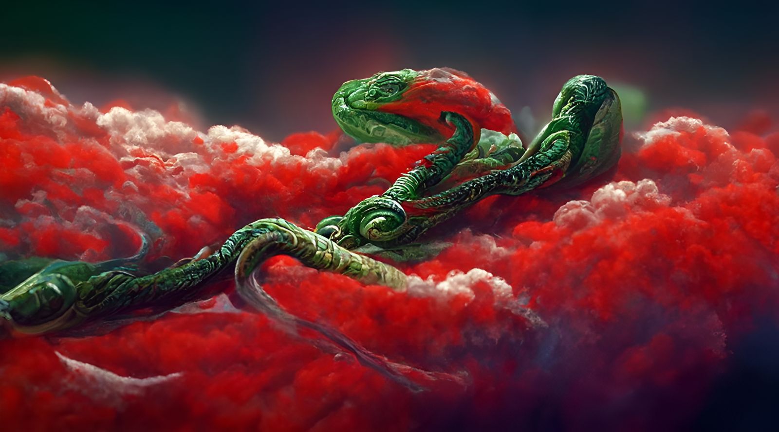 Hyperdetailed Green World Serpent, Artstation Trend