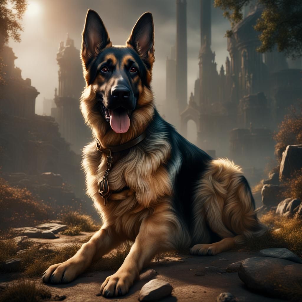 Detailed German Shepherd Matte Painting