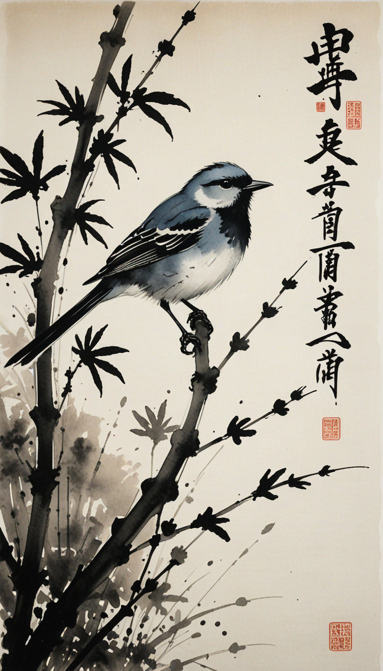 Serene Bird in Monochromatic Splendor
