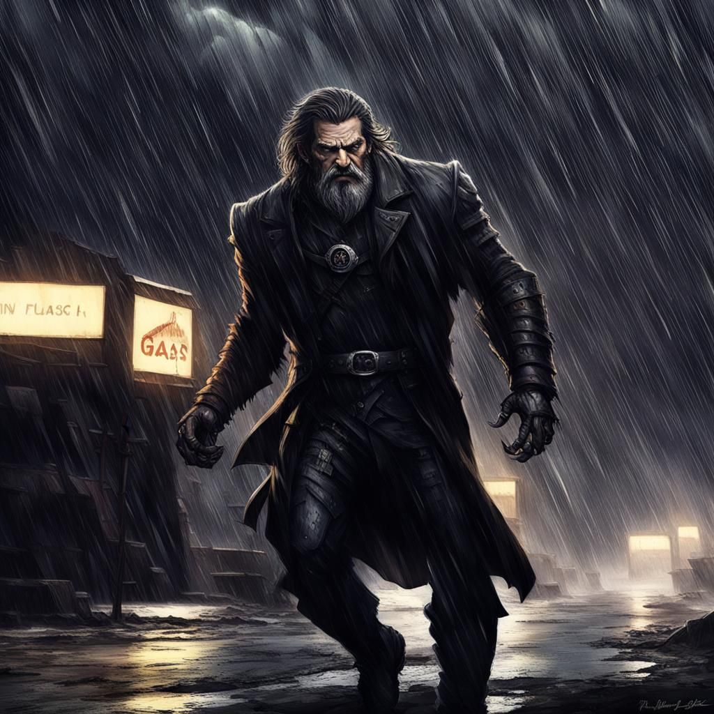 Surreal Storm: A Figure's Defiant Stand