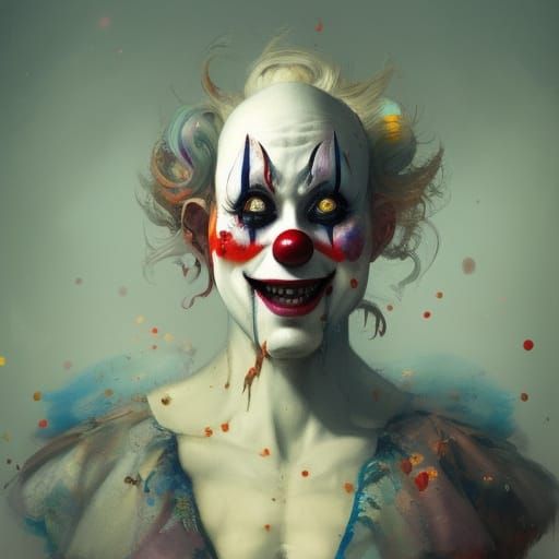 Creepy Clown Portrait in Hyperdetailed Style
