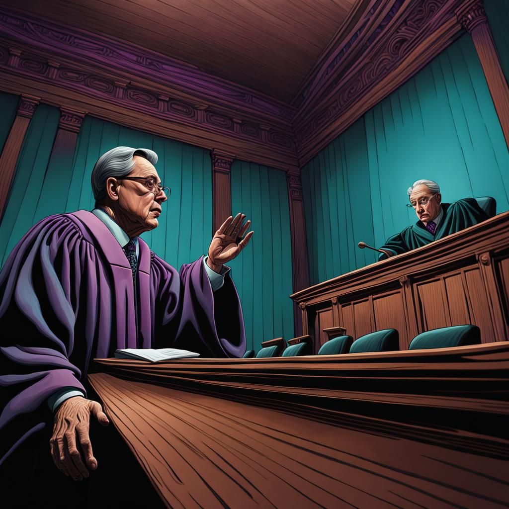 Judge Overturns Verdict in Surreal Courtroom Illustration
