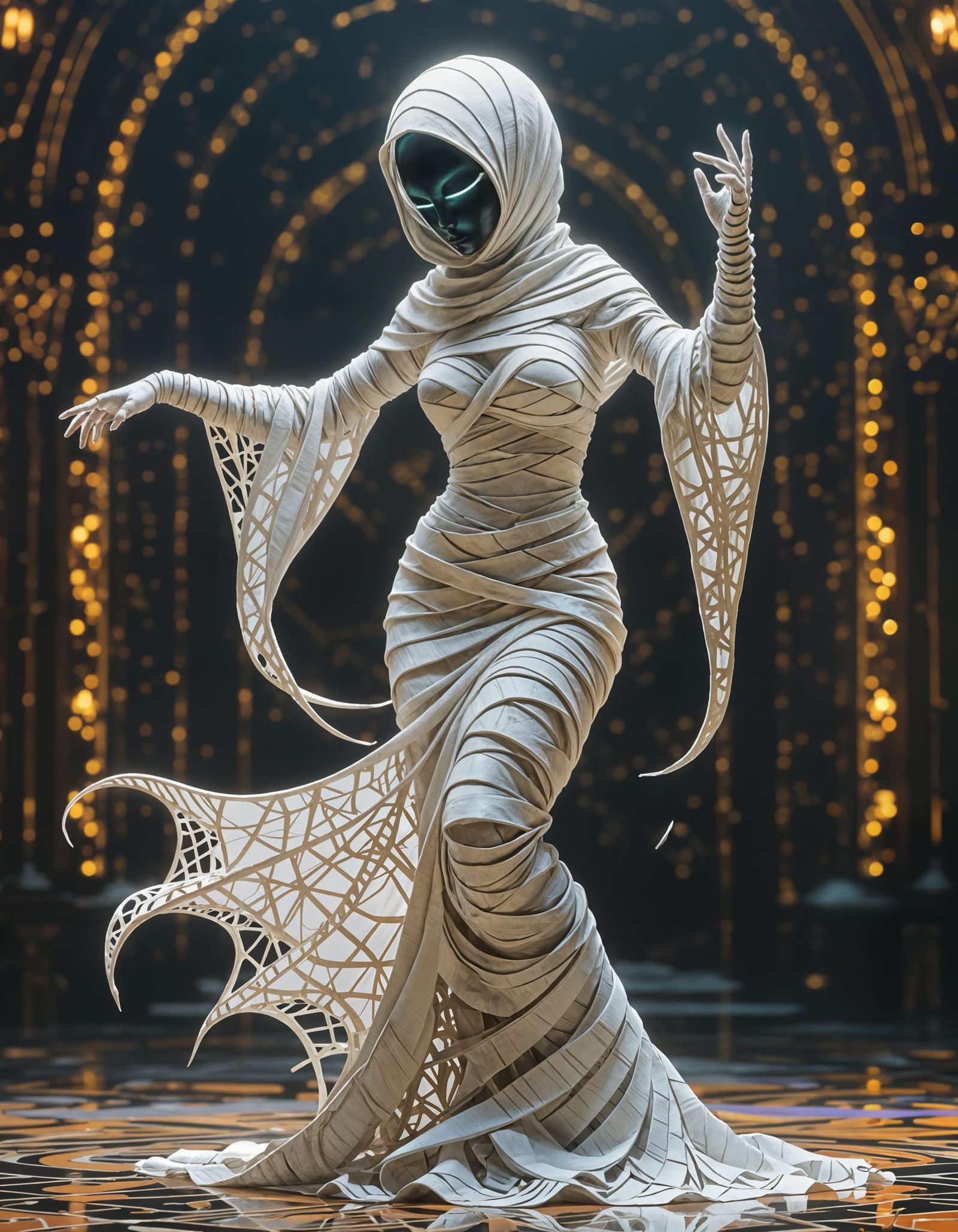 Spider Silk Mummy Dancer in Dark Fantasy Style