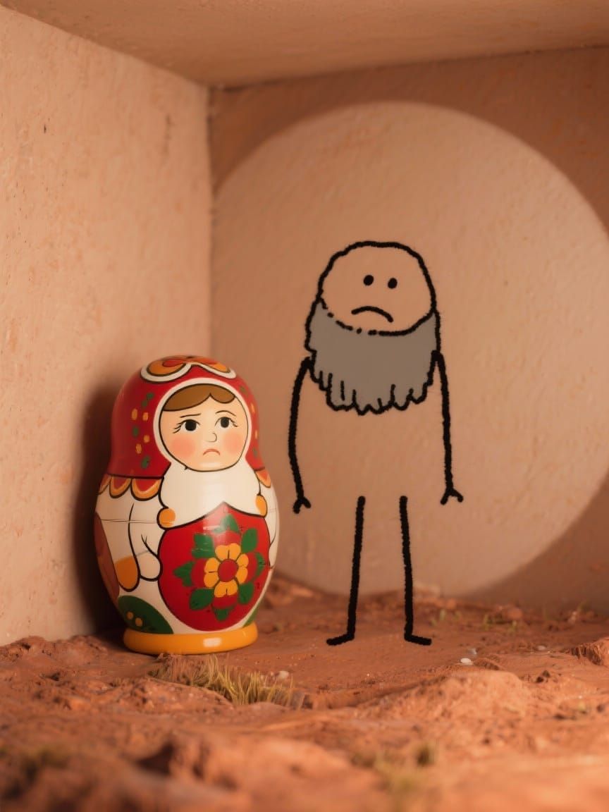 Rasputin Grumpy Stick-Figure Guy Matryoshka Skulks in Empty ...