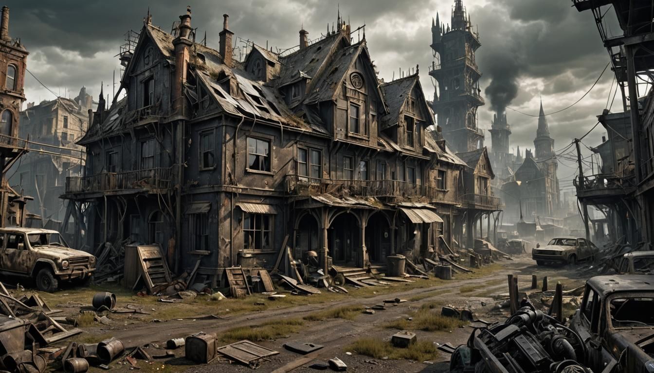 Post-Apocalyptic Gothic Wonderland: Hyperrealistic Masterpie...