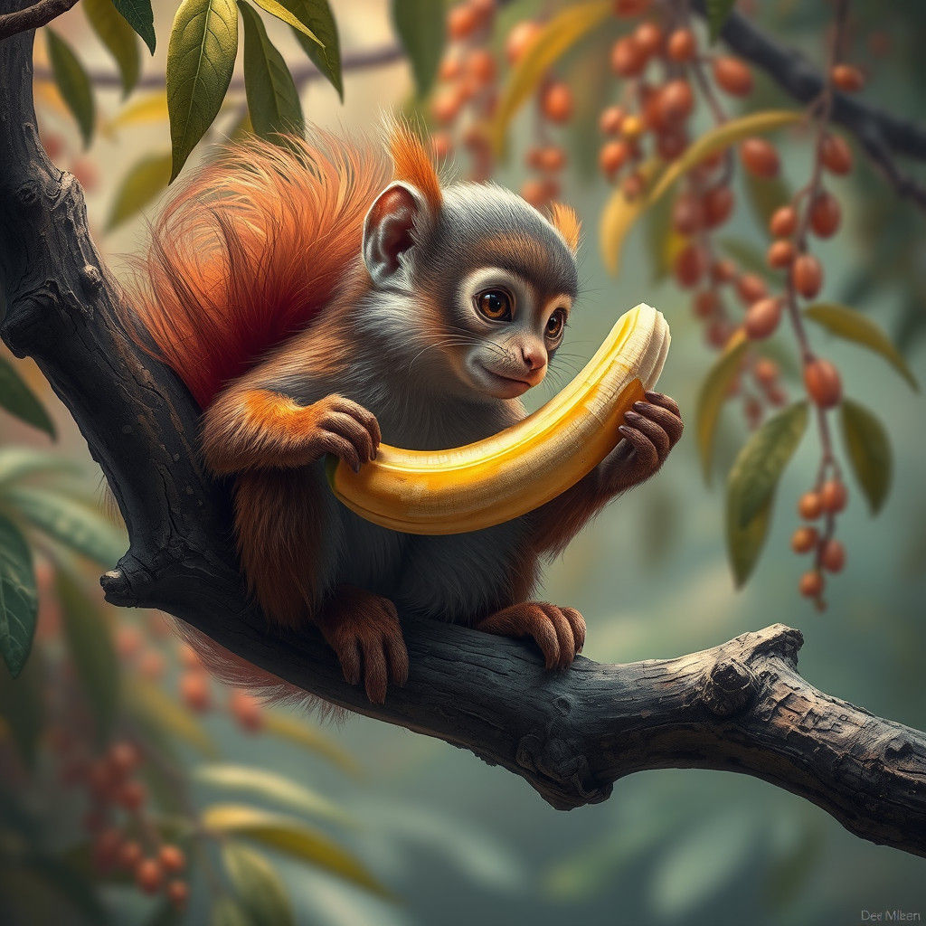 Monkey Squirrel Fusion in Lush Jungle Setting