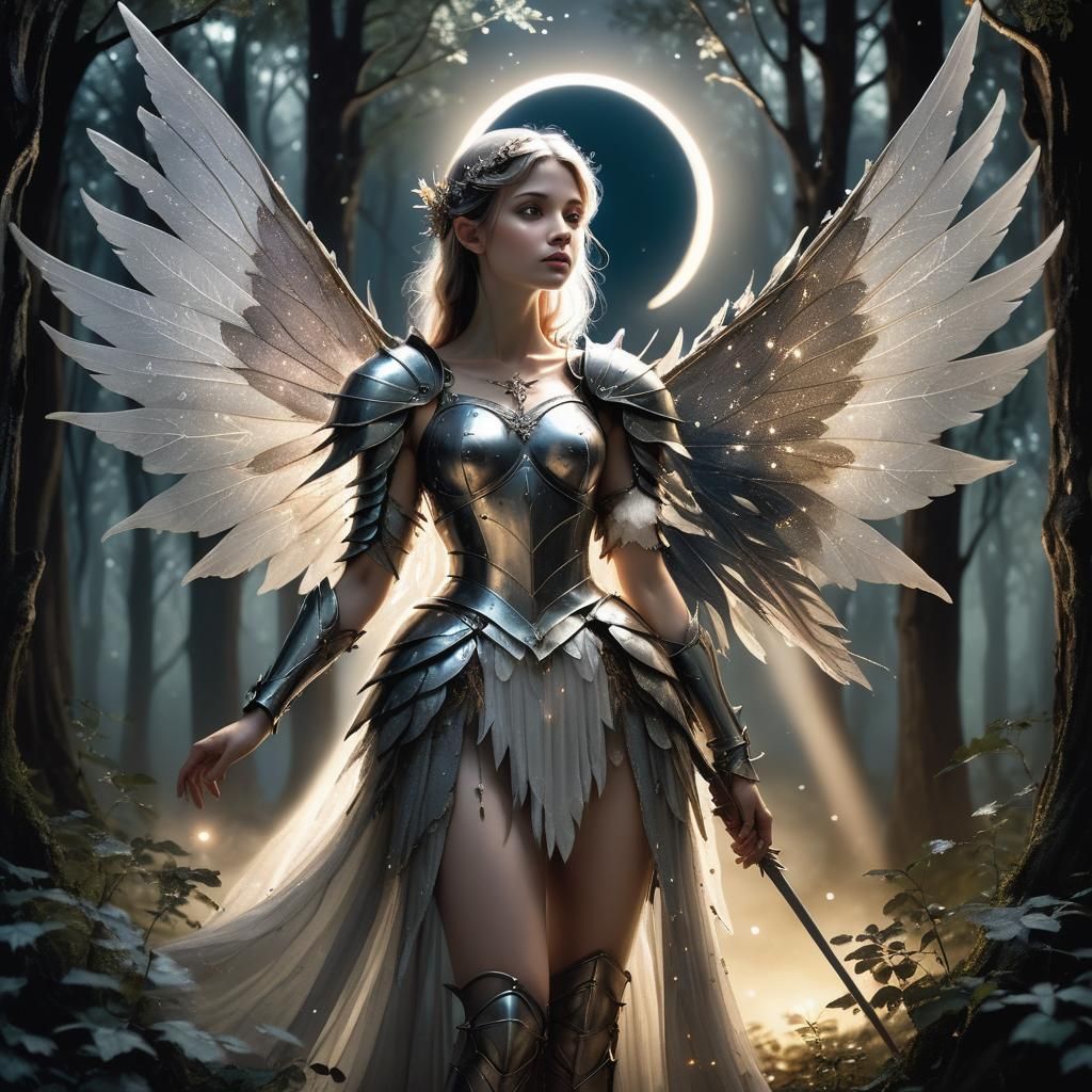 Ethereal Fairy Knight in Gothic Illustration Style
