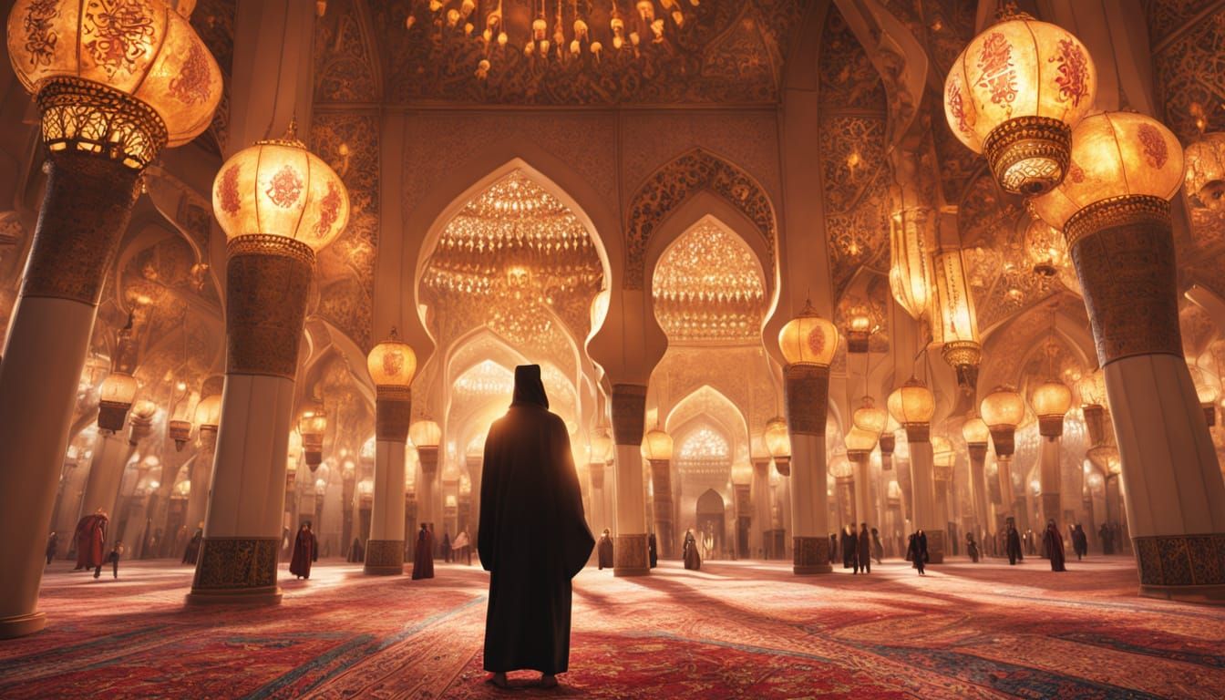 Epic Golden Mosque Scene in Hyper Realistic Digital Art