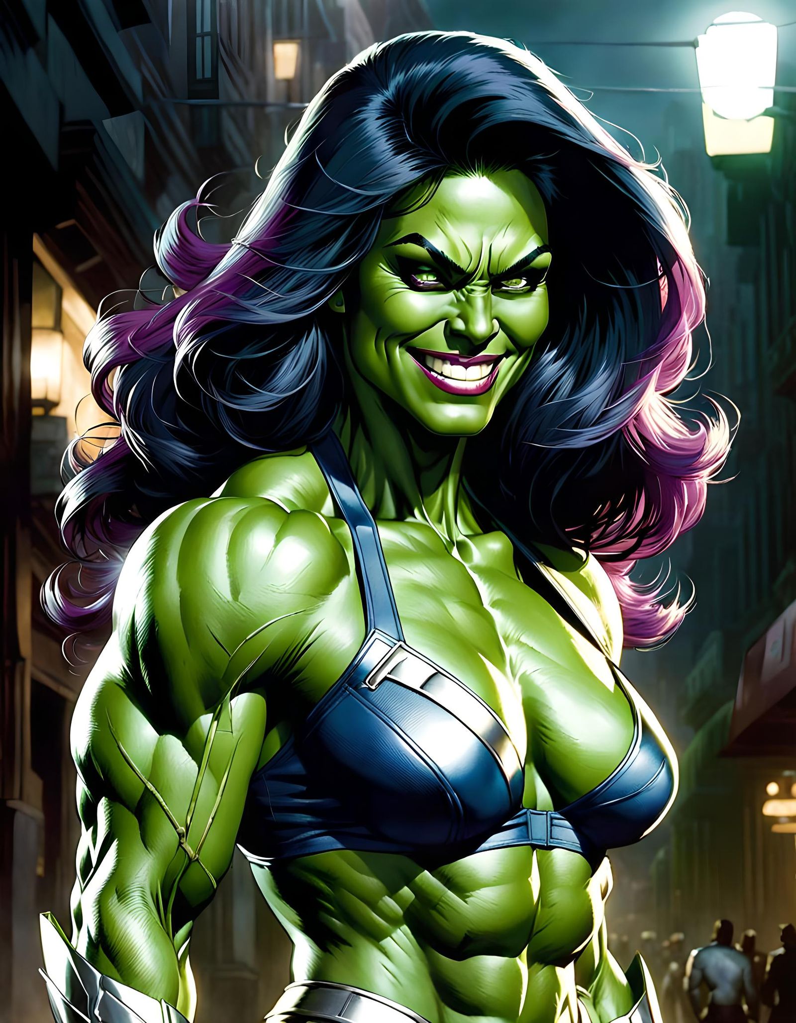 Confident She Hulk Portrait in Fantasy Art Style