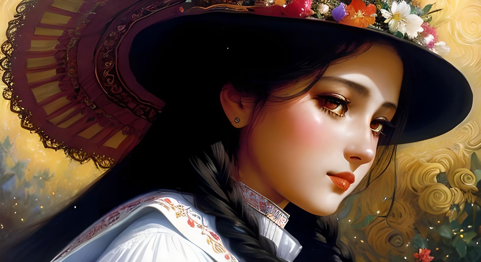 Mediterranean Woman Portrait in Romantic Style