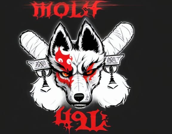 Dark Fantasy Jolly Roger Wolf Head with Crossed Bongs in Bol...