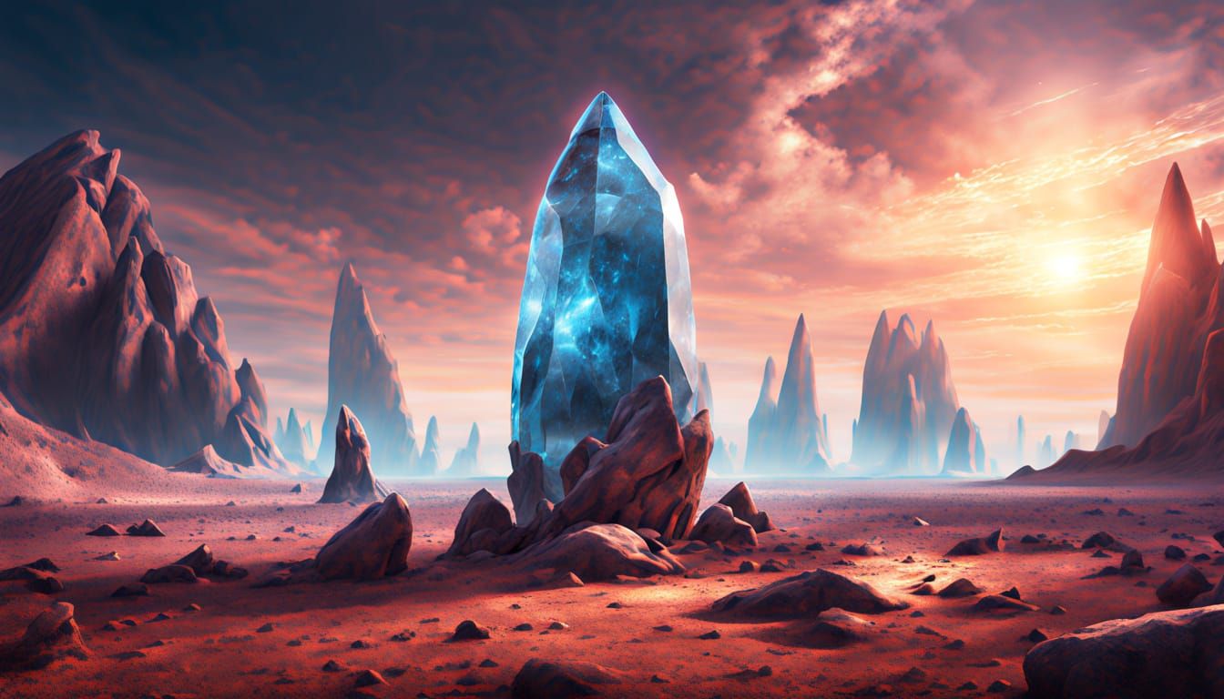 Massive Crystal Menhir on Alien Planet