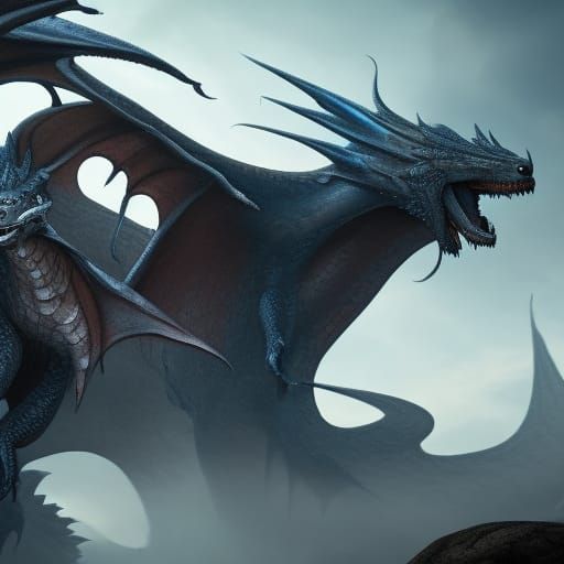 Magical Dragons Fighting: Detailed Fantasy Concept Art