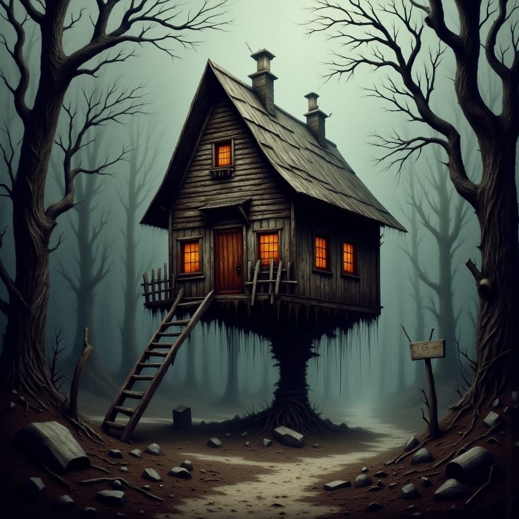 Baba Yaga's Hut in Mystical Forest