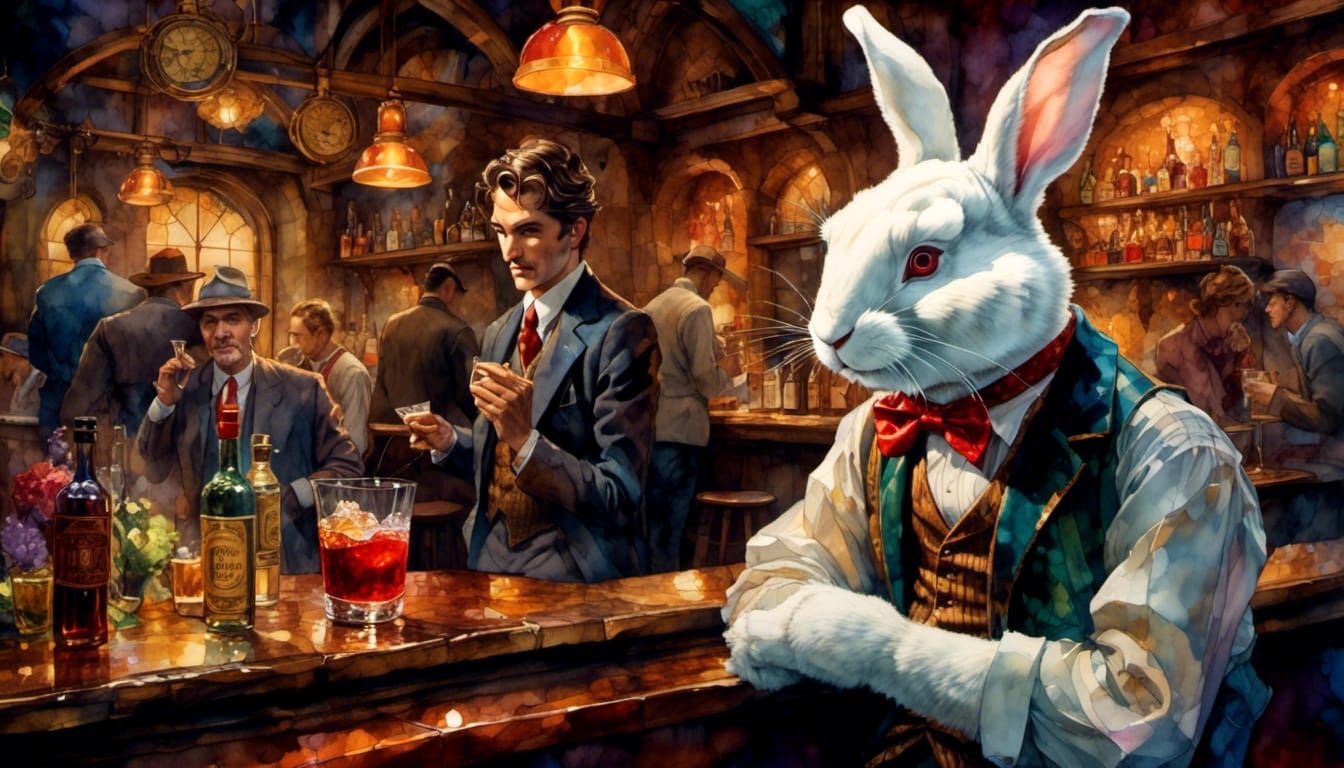 Harvey the Rabbit in Film Noir Bar Scene