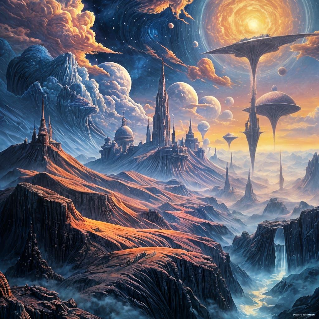 Surreal Fantasy Landscape in Science Fiction Style