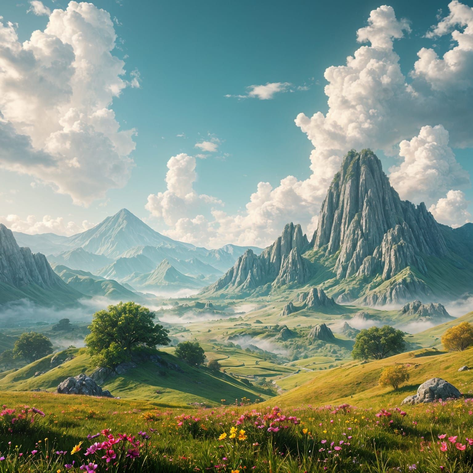 Surreal Green Paradise Radiates Positivity and Joy