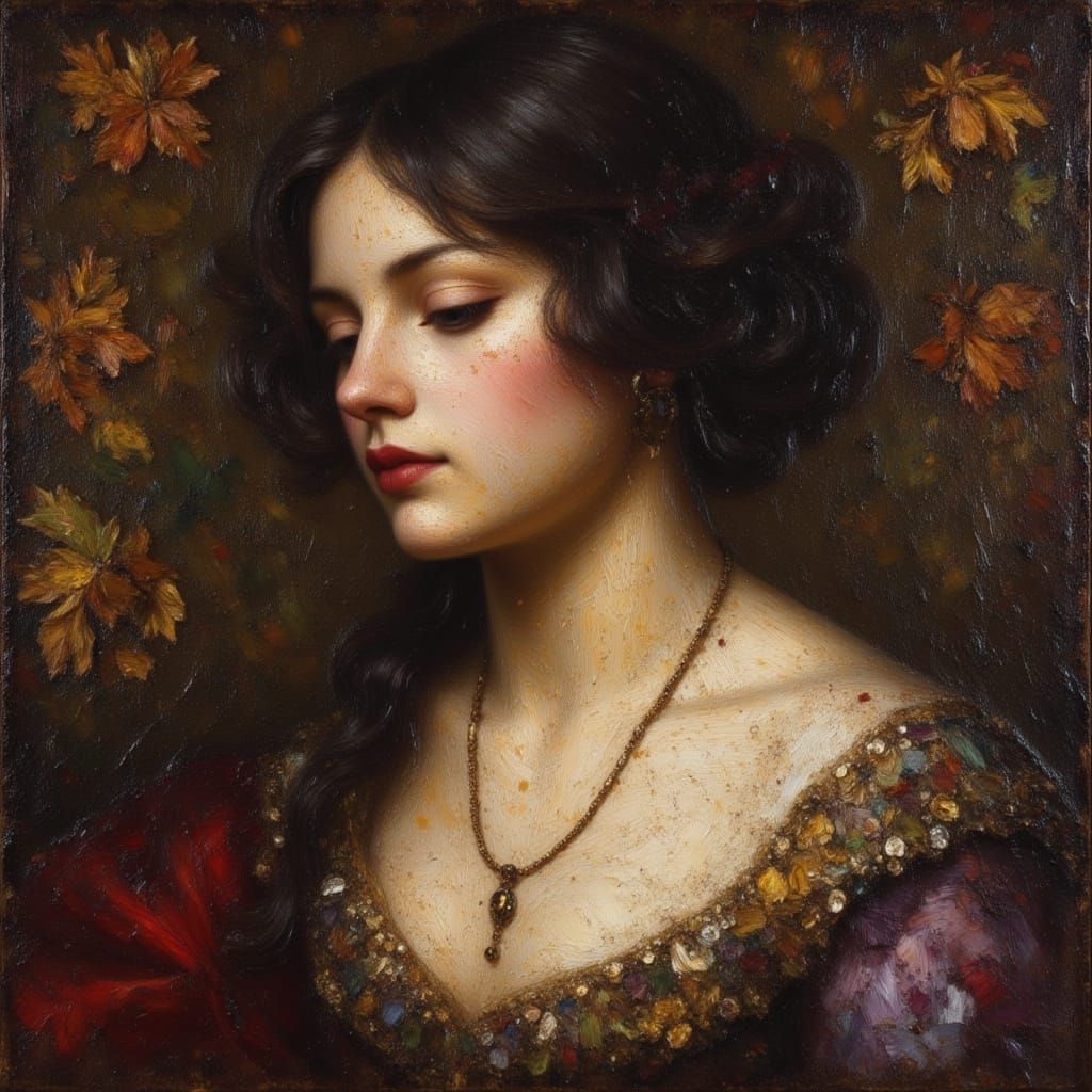 Baroque Lady Portrait in Impasto Oil Painting Style