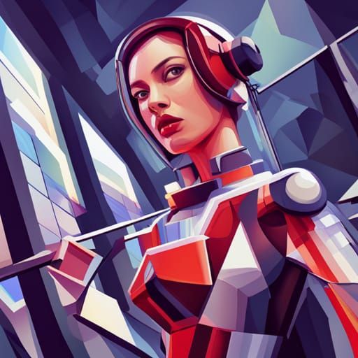 Cubist Robot in Geometric Fauvism Style