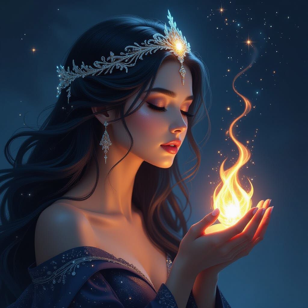 Celestial Being Portrait in Dark Ethereal Fantasy Style