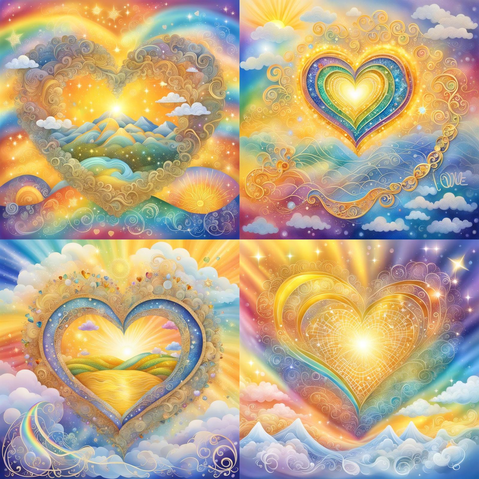 I Love You in Cursive with Golden Heart