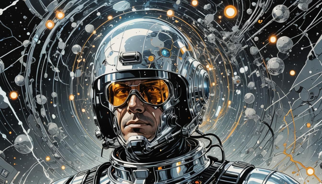 Retro-Futuristic Time Traveler in Comic Book Art