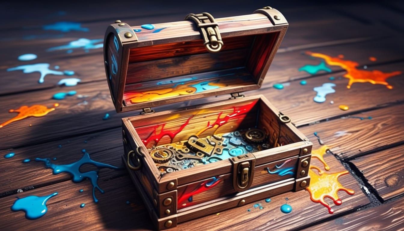 Glowing Treasure Chest with Miniature Worlds