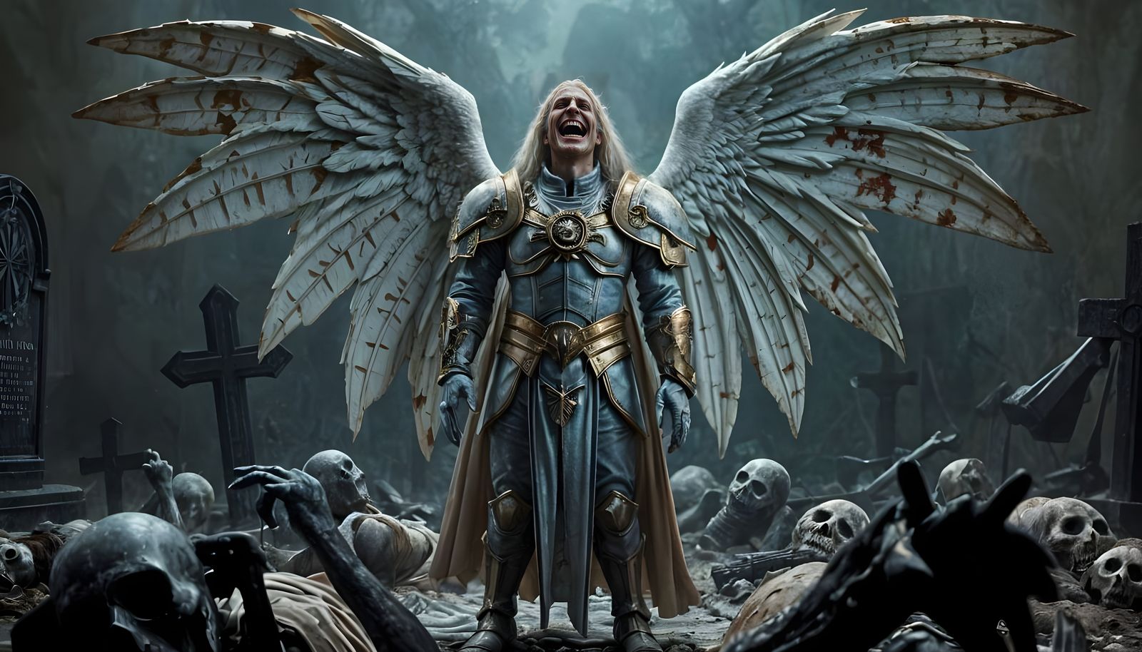 Angel of Death Laughs in Graveyard Scene