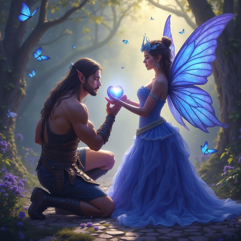 Elf Warrior and Fairy Queen in Ethereal Light