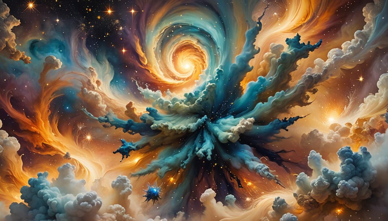 Cosmic Nebula Formation as Dreamy Abstract Art