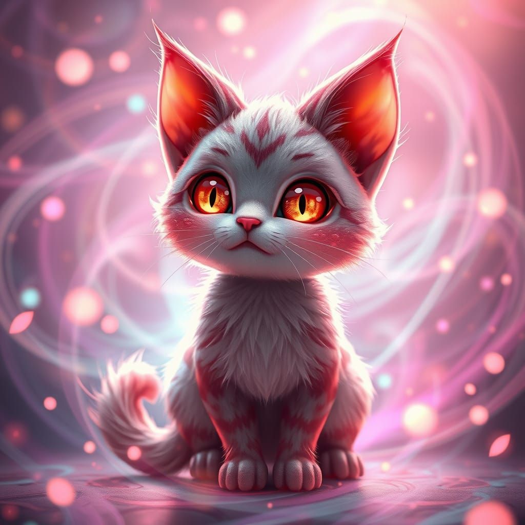 Mystical Applekitten in Whimsical Anime-Inspired 3D Art